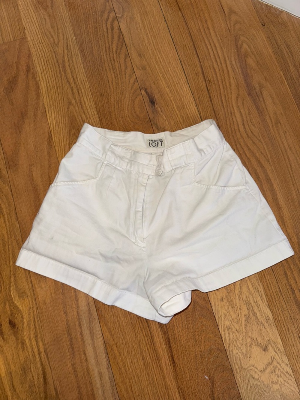 LOFT White High-Rise Cotton Shorts